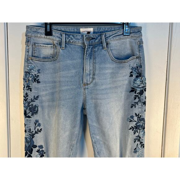 Driftwood Gizelle Jeans Size 29 High Rise Cropped Floral Embroidered Distressed - Picture 3 of 9